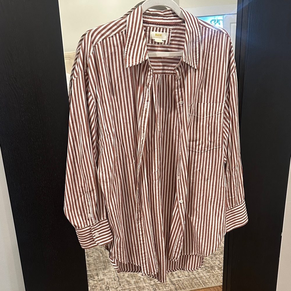 Maeve Women's Oversized Striped Shirt